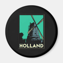 holland art deco vintage retro travel poster refrigerator magnet