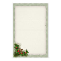 Holly and Pine Cone Christmas Stationery