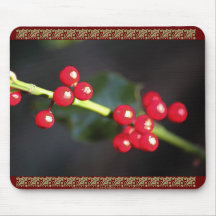 holly berry macro mouse pads