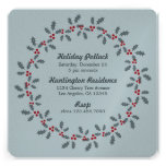Holly Wreath Holiday Potluck Party Invitation Card