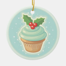 HollyDay Cupcake Christmas Ornament