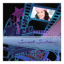 Hollywood Star Sweet 16 Birthday Party Personalised Announcement