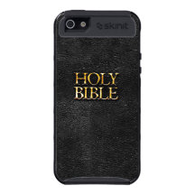 Holy Bible Christian Religion Faux Black Leather Covers For iPhone 5