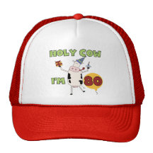 Holy Cow I'm 80 Birthday T-shirts and Gifts Mesh Hats