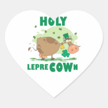 HOLY LepreCOWn T-shirts and Gifts Heart Stickers