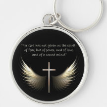 Holy Spirit Wings with Cross and Scripture Verse Key Chains