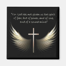 Holy Spirit Wings with Cross and Scripture Verse Refrigerator Magnet