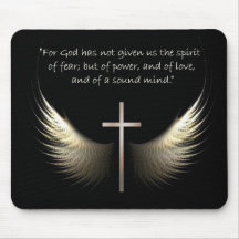 Holy Spirit Wings with Cross and Scripture Verse Mousemat