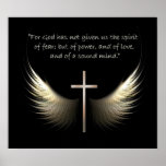 Holy Spirit Wings with Cross and Scripture Verse Poster