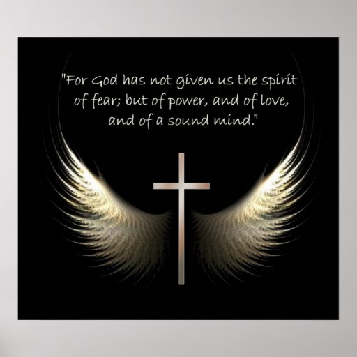 Holy Spirit Wings with Cross and Scripture Verse Poster