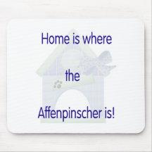 Home is where the Affenpinscher is (blue) Mousemats