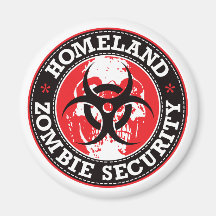 Homeland Zombie Security Skull - Red Fridge Magnet