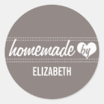 Homemade by you gray food label jar seal round stickers