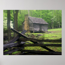 Homestead On A misty Morning Posters