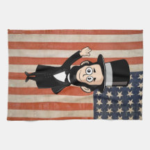 Honest Abe Lincoln and Old Glory American Pride Hand Towel