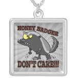 HONEY BADGER DONT CARE FUNNY CARTOON PENDANT