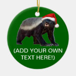 Honey Badger Santa Hat Christmas Tree Ornament
