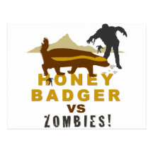 honey badger vs zombies postcards