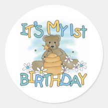 Honey Bear 1st Birthday Sticker