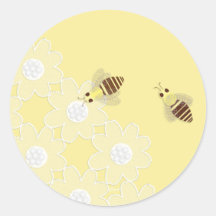 Honey Bee and Daisy Lace Round Stickers