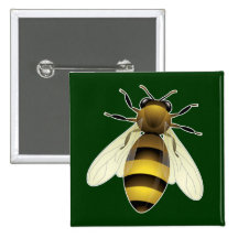 Honey Bee Pinback Buttons