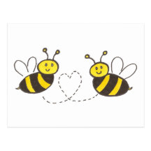 Honey Bees with Heart Post Cards