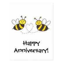 Honey Bees with Heart Post Cards
