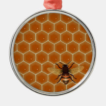 Honey Comb and Bee Christmas Ornament