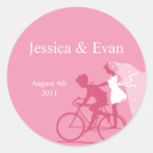 HoneySuckle Bicycle Couple Wedding Sticker