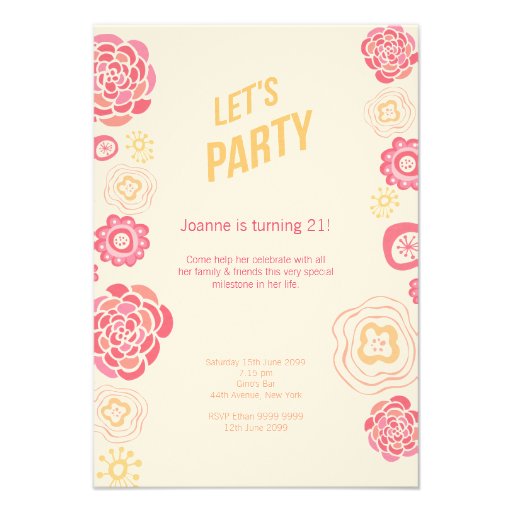 Honeysuckle Flowers Summer 21st Birthday Invite