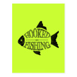 Hooked On Fishing, fun fish design, all colours Postcards