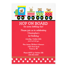 Hop on Board Birthday Train Invitation