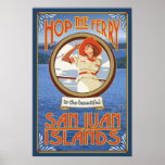 Hop the Ferry - San Juan Islands, WA Travel Poster