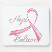 Hope Believe Brush Ribbon Breast Cancer Mouse Mats