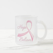 Hope Believe Brush Ribbon Breast Cancer Coffee Mugs