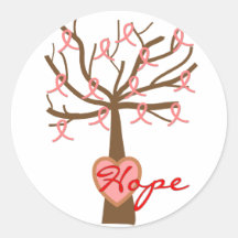 "Hope", Breast Cancer Awareness Gifts Round Stickers