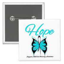 Hope Butterfly Ribbon Addiction Recovery Button
