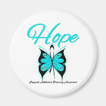 Hope Butterfly Ribbon Addiction Recovery Magnets