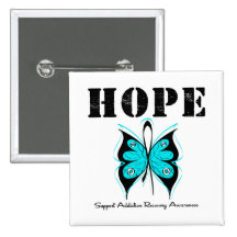 HOPE Butterfly Ribbon Addicton Recovery Pinback Buttons