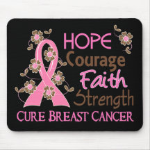 Hope Courage Faith Strength 3 Breast Cancer Mouse Mat