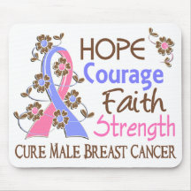 Hope Courage Faith Strength 3 Male Breast Cancer Mousepads