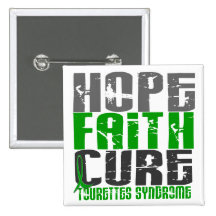 Hope Faith Cure Tourette's Syndrome Pinback Buttons