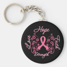 Hope Faith Love Strength Breast Cancer Keychain