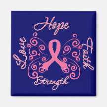 Hope Faith Love Strength Breast Cancer Magnets