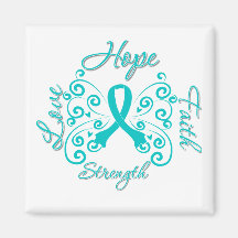 Hope Faith Love Strength Ovarian Cancer Magnets