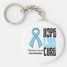 Hope Love Cure Prostate Cancer Ribbon Keychain