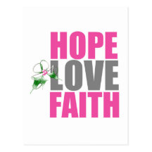 Hope Love Faith Christmas Holly Post Cards