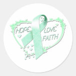 Hope Love Faith Heart (teal) Stickers