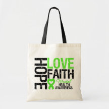 Hope Love Faith Mental Health Awareness Canvas Bags