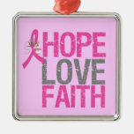 Hope Love Faith Pink Christmas Ribbon Christmas Ornaments